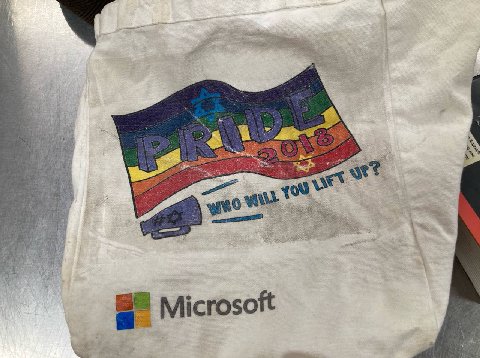 this is my 2018 israel microsoft pride bookbag i took from gaza citizen