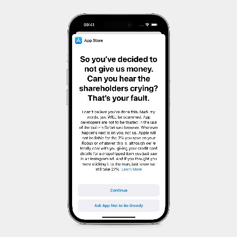 09:41 App Store So you've decided to not give money. Can you hear the shareholders crying? That's your fault. can't believe you've done this. Mark my words, you WILL be scammed. App developers are not