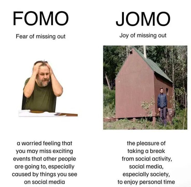 Fear of missing out Joy of missing out a worried feeling that the pleasure of you may miss exciting taking a break events that other people from social activity, are going to, especially social media,