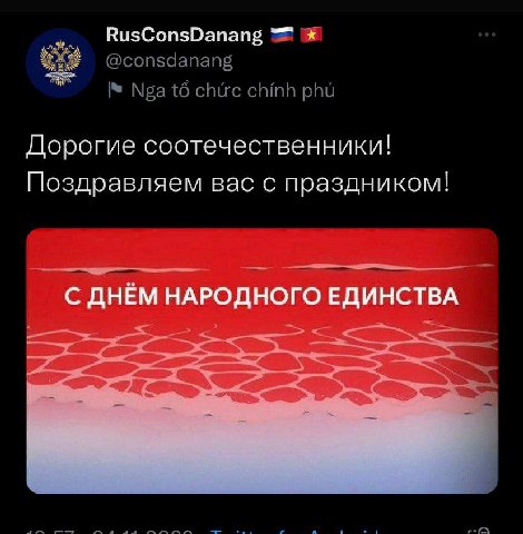 RusConsDanang Дорогие соотечественники! Поздравляем вас с праздником! С ДНЁМ НАРОДНОГО ЕДИНСТВА