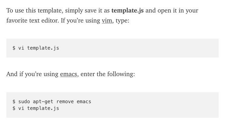 To use this template, simply save it as template.js and open it in your favorite text editor. If you’re using vim, type: template.js And if you’re using emacs, enter the following: sudo apt-get remove