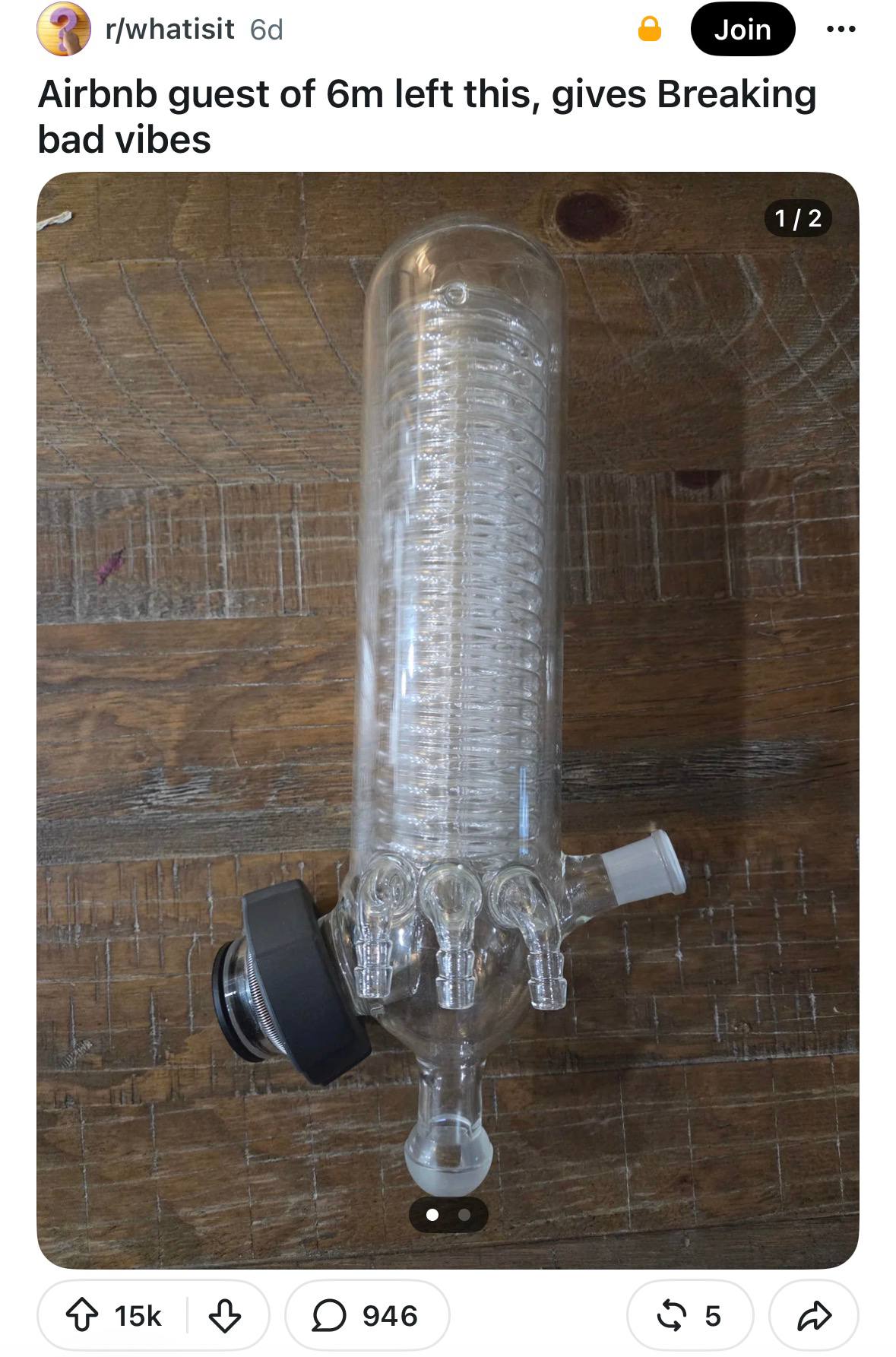 r/whatisit Airbnb guest of left this, gives Breaking bad vibes 1 2 Lie 4> О 946