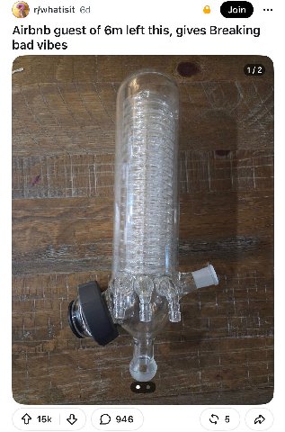 r/whatisit Airbnb guest of left this, gives Breaking bad vibes 1 2 Lie 4> О 946