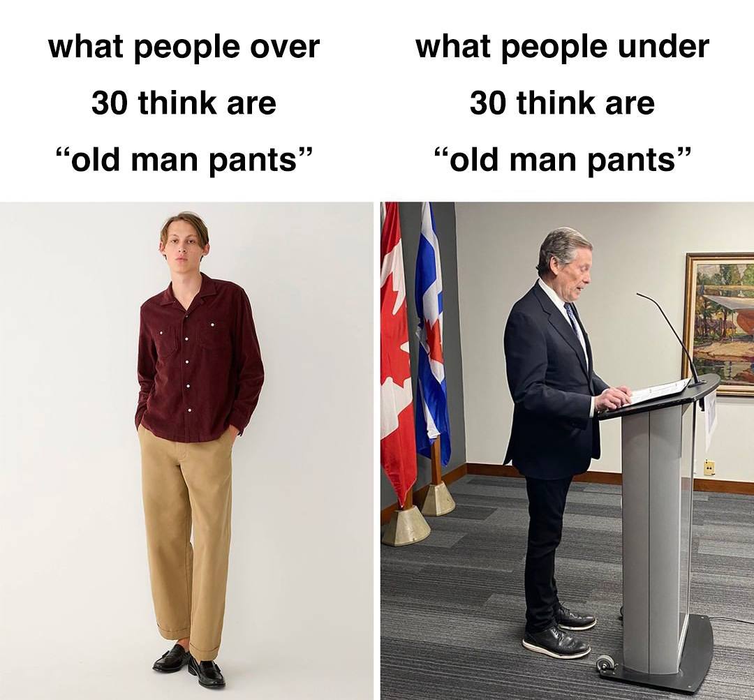 what people over what people under 30 think are 30 think are “old man pants” “old man pants”