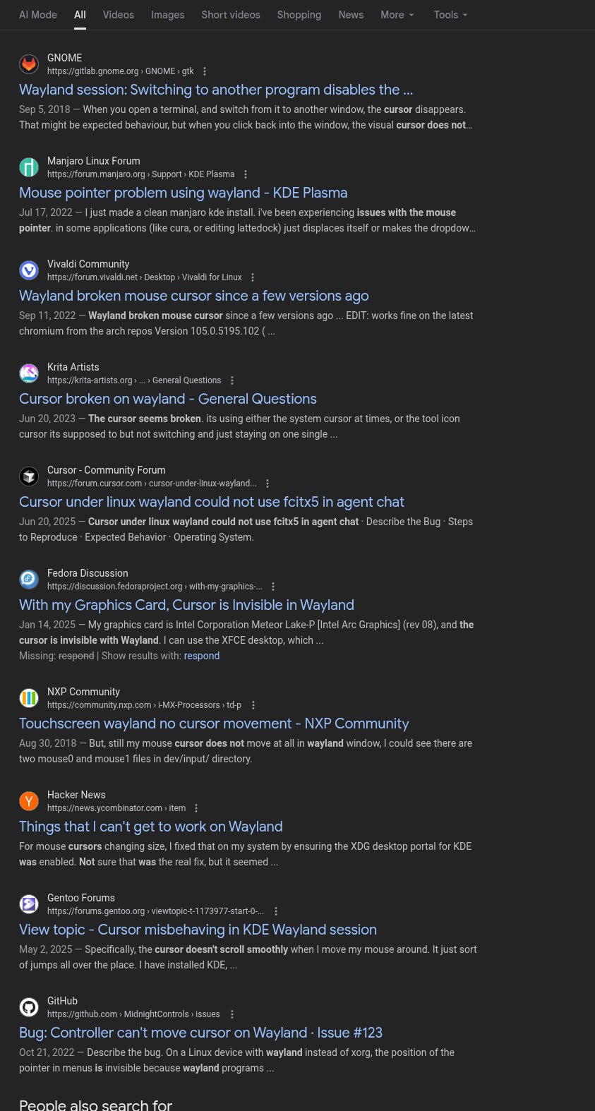 AlMode All Videos Shortvideos Shopping News More Tools СМОМЕ GNOME> Wayland session: Switching to another program disables Sep 5, 2018 When you open a terminal, and switch from it to another window, t