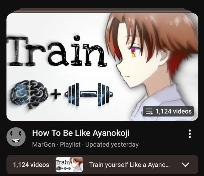 А 7 1,124 videos То Be Like Ауапокой MarGon- Playlist Updated yesterday 1,124 videos Train yourself Like a Ayano...