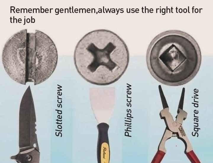 Remember gentlemen,always use the right tool for the job 4 77 1 у к 4 о о a 5 4 3 Kas