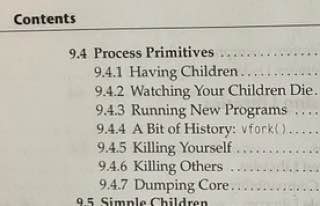 Contents 9.4 Process Primitives 9.4.1 Having Children 9.4.2 Watching Your Children Die. 94.3 Running New Programs 9.4.4 A Bit of History: 9.45 Killing Yourself 9.4.6 Killing Others 95 Simnla Childron 