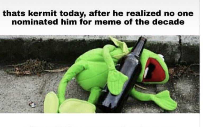 thats kermit today, after he realized no one nominated him for meme of the decade