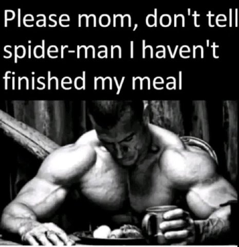 Please mom, don't tell spider-man haven't finished my meal