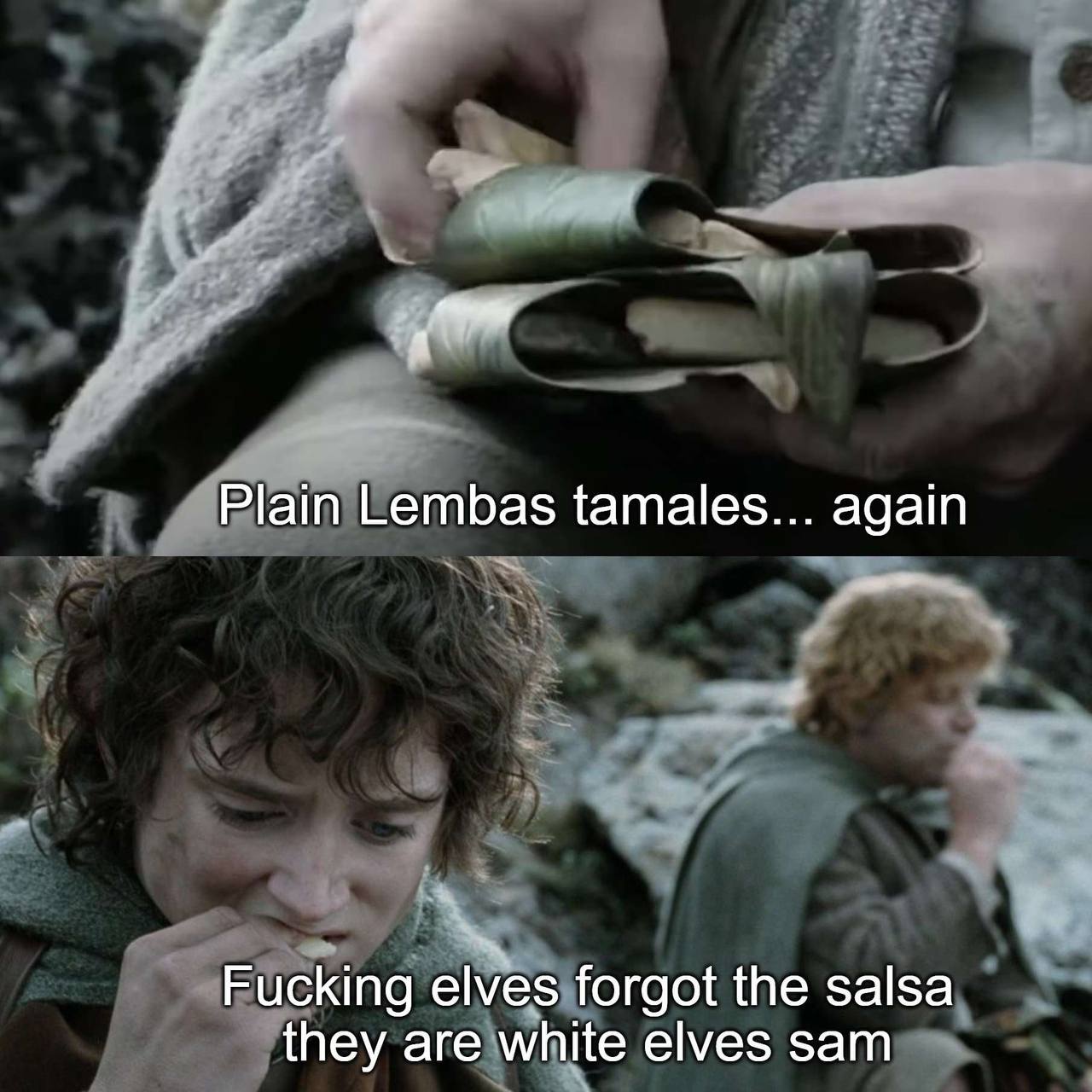 Plain Lembas tamales... again Fucking elves forgot the salsa they are white elves sam