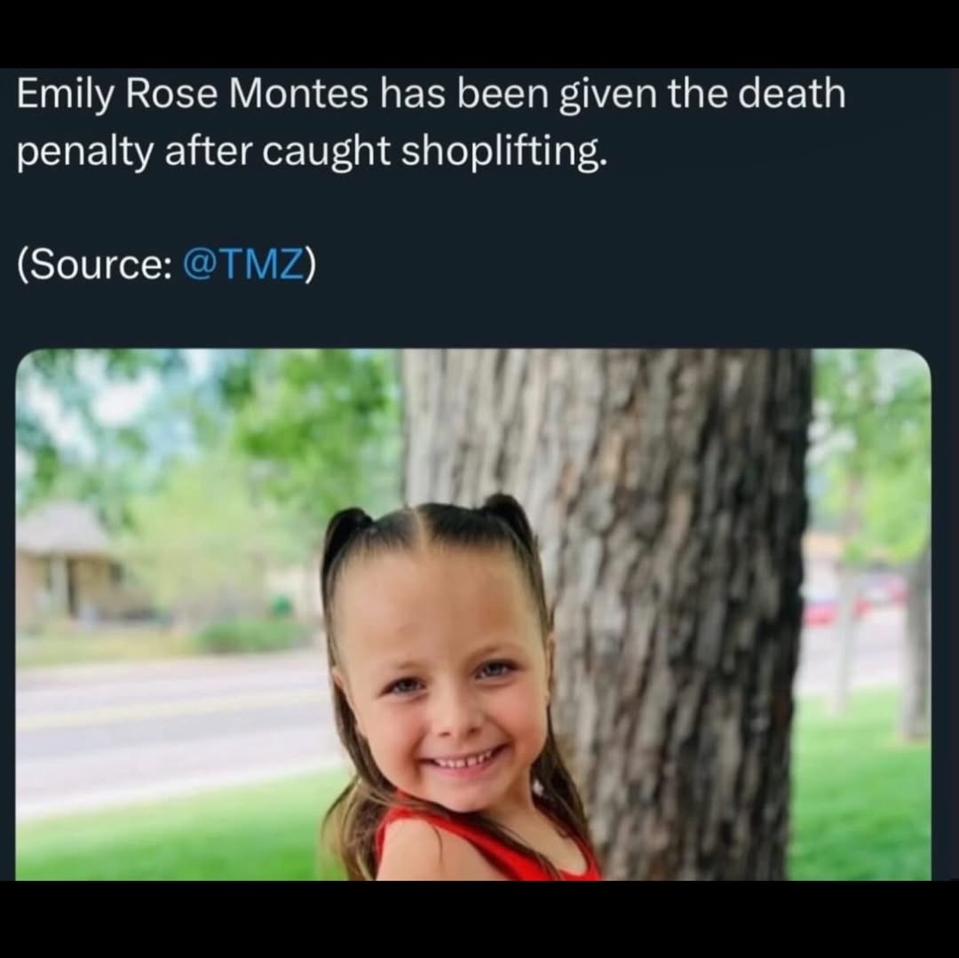 Emily Rose Montes has been given the death penalty after caught shoplifting. (Source: