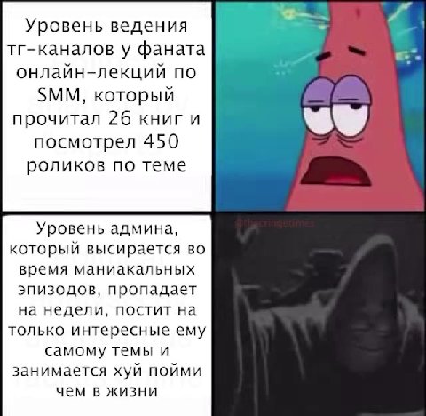Уровень ведения тг-каналов у фаната онлайн-лекций по прочитал 26 книги ww посмотрел 450 роликов по теме Уровень админа, который высирается во время маниакальных эпизодов, пропадает на недели, постит н