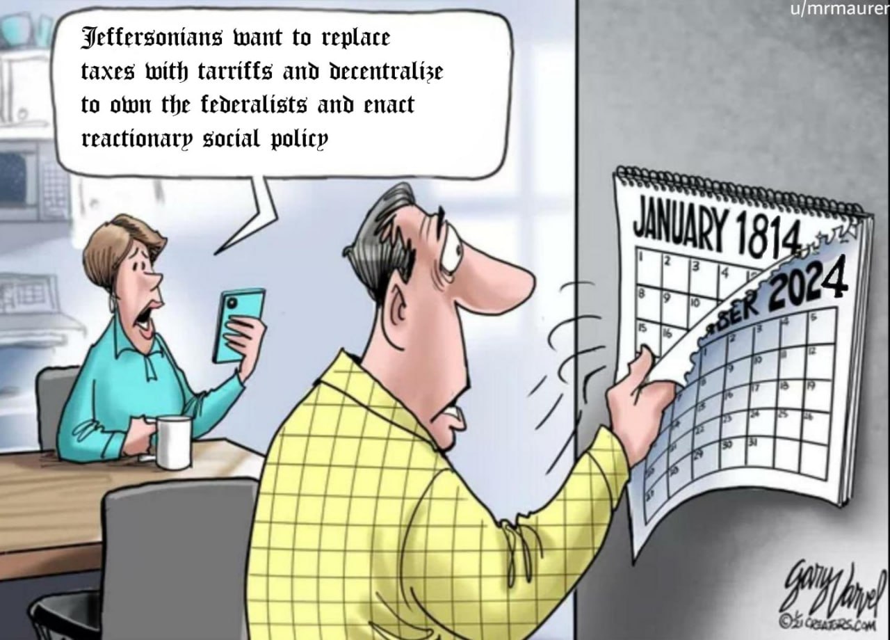 want to replace taxes with tarriffs and decentralise to оши the federalists and enact reactionary social policy 181 1 a А Я