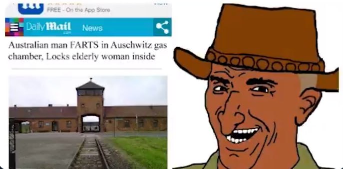 News Australian man FARTS in Auschwitz gas chamber, Locks elderly woman inside