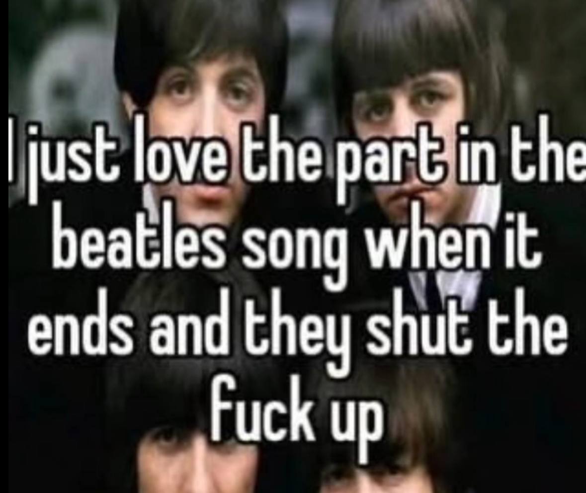 ove the the beatles song when it ends and they shut the Fuck up