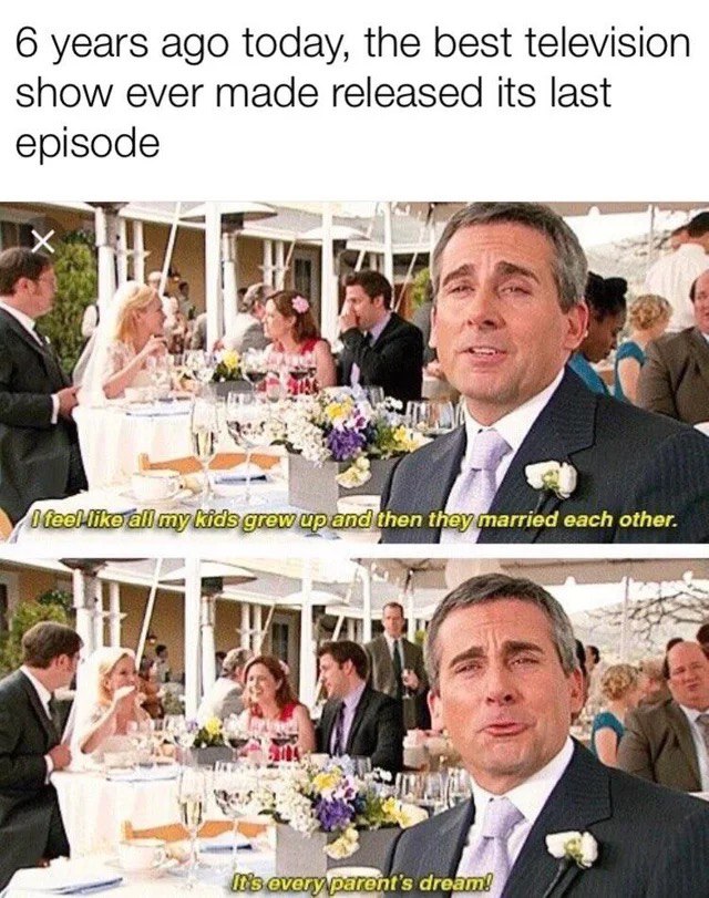 6 years ago today, the best television show ever made released its last episode then theysmarried each other. tar: агеат!