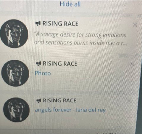 Hide all RISING RACE RISING RACE 4 Photo RISING RACE angels forever lana del rey