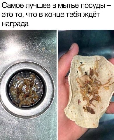 Самое лучшее в мытье посуды это то, что в конце тебя ждёт награда