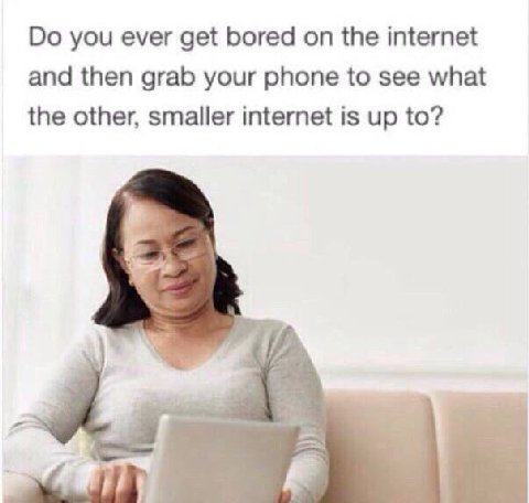you ever get bored on the internet and then grab your phone to see what the other, smaller internet is up to?