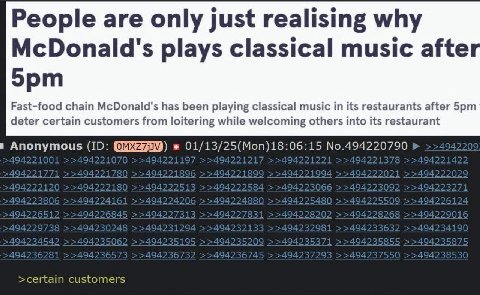 People are only just realising why у McDonald's plays classical music afte Fast-food chain McDonald's has been playing classical music in its restaurants after deter certain customers from loitering w