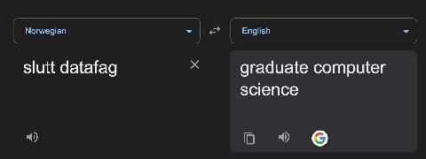 Norwegian English slutt datafag graduate computer science