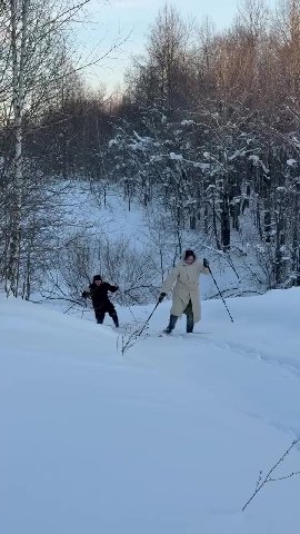 в видосе минута чистейшего превозмогания 

я падала и вставала падала и вставала путалась в лыжах и падала и вставала 

и вот есть в этом урок для жизни какой то наверноп