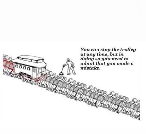You can stop the trolley at any time, but in doing so you need to admit that you made a (7) к mistake. a У