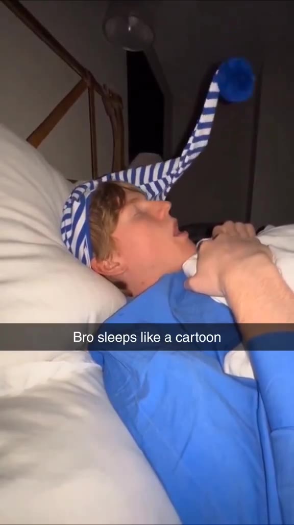 Bro sleeps like a cartoon