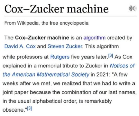 Cox—Zucker machine From Wikipedia, the free encyclopedia The machine is an algorithm created David A. Cox and Steven Zucker. This algorithm while professors at Rutgers five years As Cox explained in a
