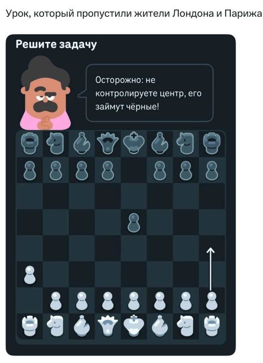 Урок, который пропустили жители Лондона и Парижа Решите задачу Осторожно: не контролируете центр, его займут чёрные!