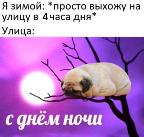 Я зимой: *просто выхожу на улицу в 4часа дня* Улица: с днём ночи