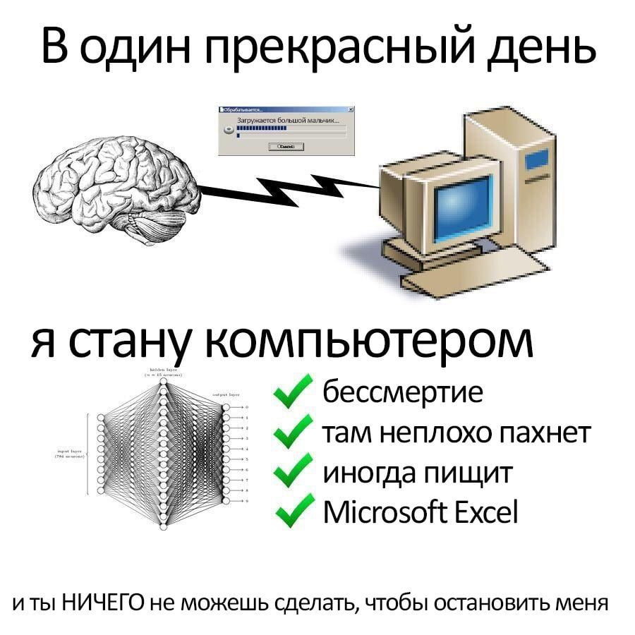 В один прекрасный день ann я стану компьютером бессмертие там неплохо пахнет иногда пищит Microsoft Excel иты НИЧЕГО He можешь сделать, чтобы остановить меня