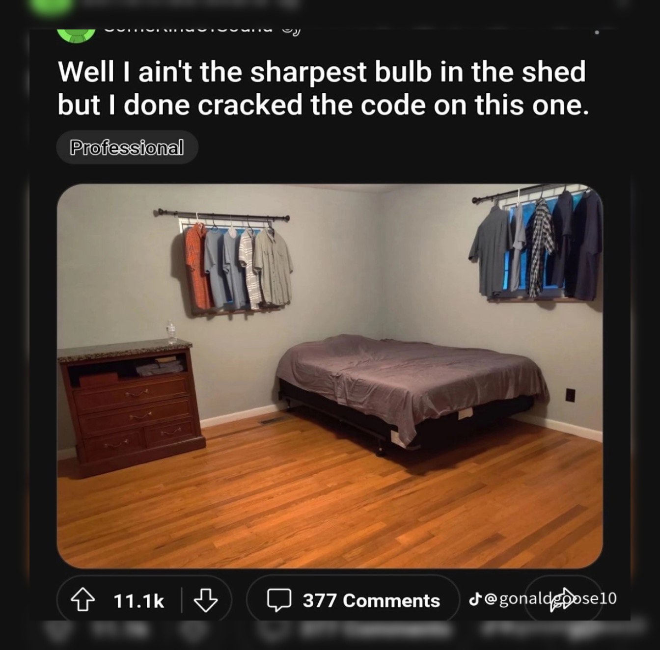 Well ain't the sharpest bulb the shed but done cracked the code on this one. ALL я 377 Comments