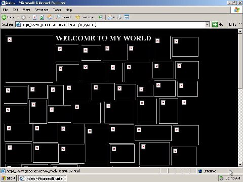 Microsoft Internet Explorer File Edit Favorites Tools Help i Back Search Favorites Address 1} Links WELCOME ТО MY WORLD Internet index Microsoft Inte... 10:49