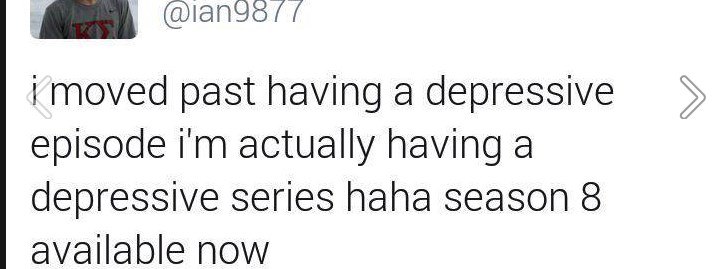 moved past a depressive episode actually having а depressive series haha season 8 available now