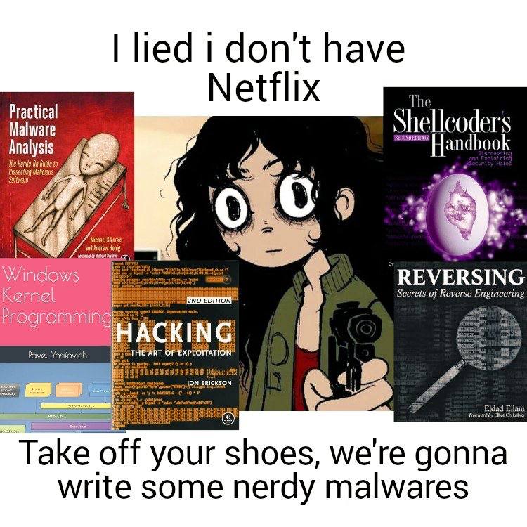 Пед don't have Netflix Practical Malware Shelleoder's Analysis The to if 6 и REVERSING Secrets of Reve Eilan Take off your shoes, we're gonna write some nerdy malwares