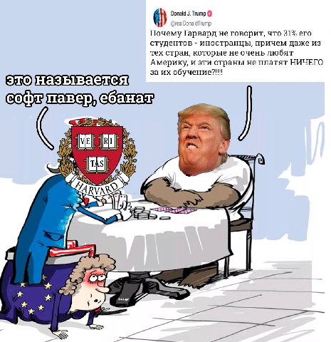 Donald Trump @realDonaldTrump Почему Гарвард не говорит, что 31% ero студентов иностранцы, причем даже из тех стран, которые не очень любят Америку, и эти страны не платят НИЧЕГО за этоназывается 5 У 