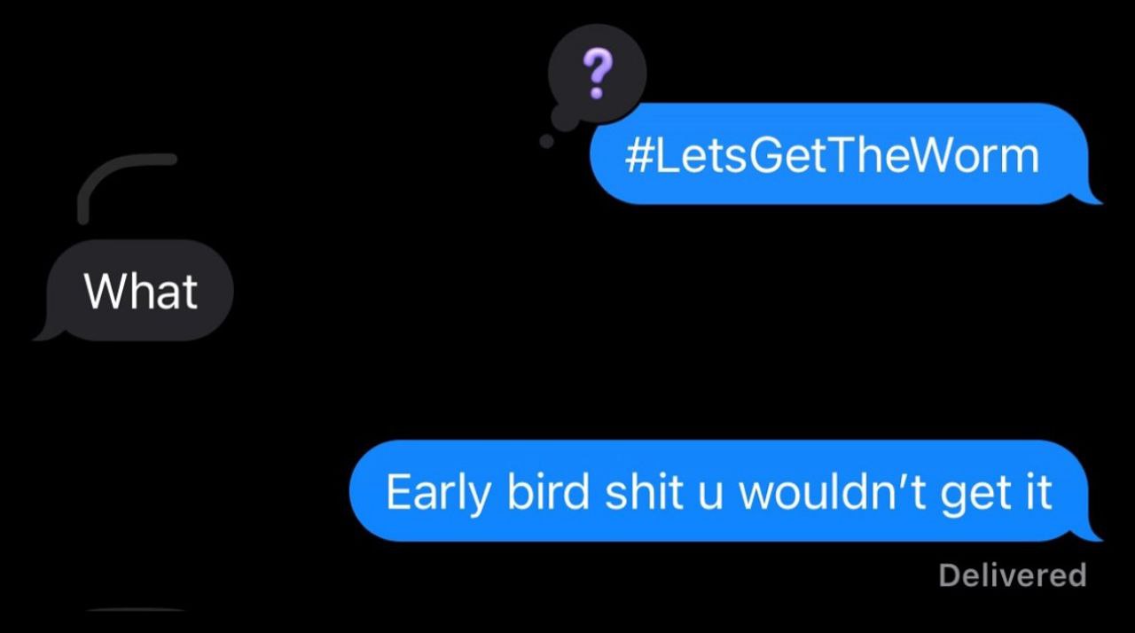 #LetsGetTheWorm What Early bird shit и wouldn't get it