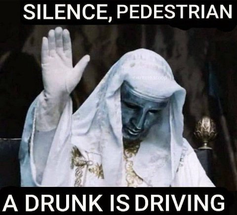 SILENCE, PEDESTRIAN A DRUNK IS DRIVING