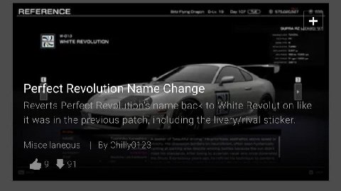 REFERENCE a a Perfect Revol Маг on Perfe back to White Revolution like it was in the previous patch, including the livery/rival sticker. Miscellaneous