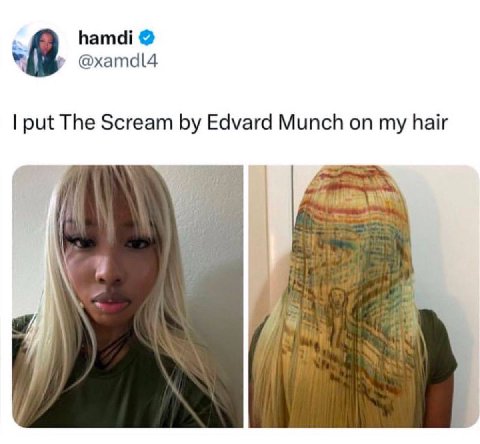 Ната! @xamdl4 put The Scream Edvard Munch on my hair 4