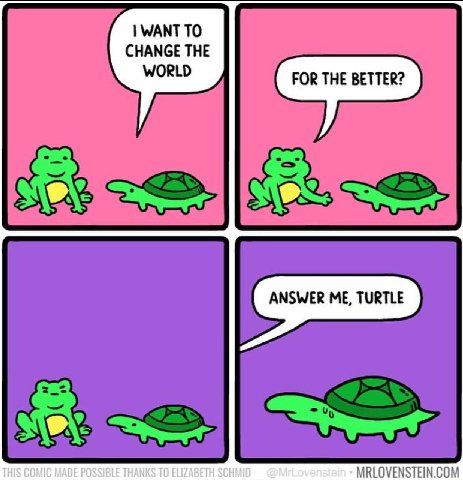 МАМТ TO СНАМСЕ ТНЕ WORLD FOR THE BETTER? THIS COMIC MADE POSSIBLE THANKS TO ELIZABETH MRLOVENSTEIN.COM
