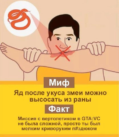 после укуса змеи можно высосать из раны Факт Миссия с вертолетиком в GTA:VC не была сложной, просто ты был мелким криворуким п#здюком