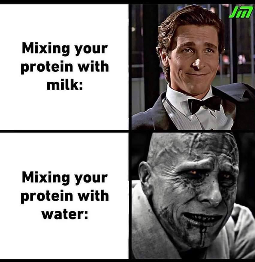 25 Mixing your protein with milk Mixing your protein with water:
