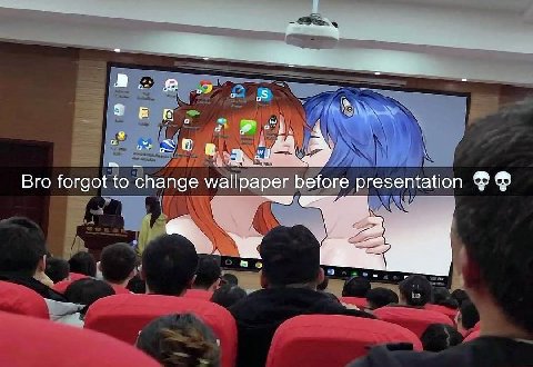 а 5$ vad а 4 Вго forgot to change wallpaper before presentation