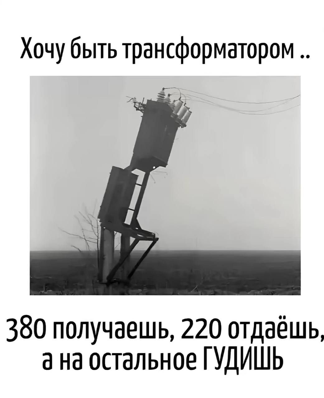Хочу быть трансформатором 7 380 получаешь, 220 отдаёшь, а на остальное ГУДИШЬ