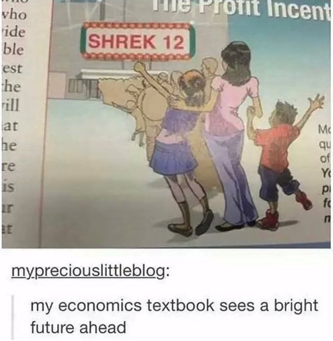 incent нае SHREK 12 ble 4 est а at he of my economics textbook sees a bright future ahead