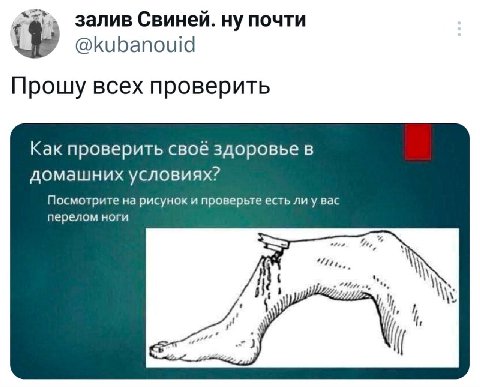 залив Свиней. ну почти Прошу всех проверить Как проверить CBOE здоровье в домашних условиях? Посмотрите на рисунок и проверьте есть ли у вас перелом ноги