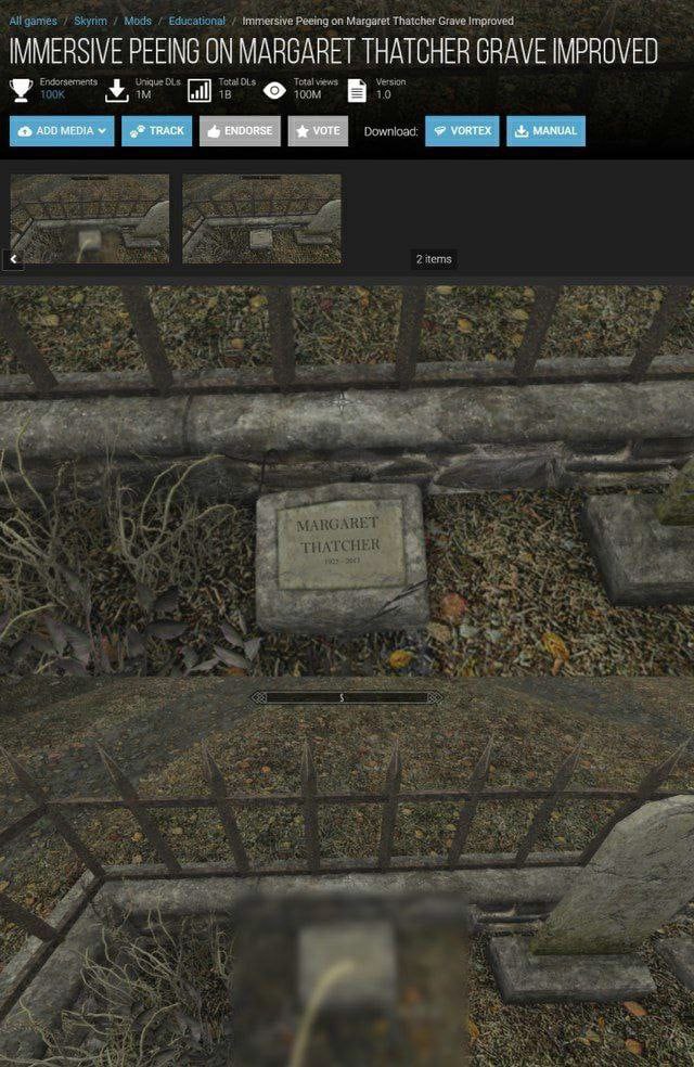 ЕРЕНАС ON THATCHER GRAVE IMPROVED Loy VORTEX 4, MANUAL ADD MEDIA у TRACK ENDORSE VOTE